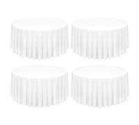4 Pack White Round Tablecloth 120 Inch (300 cm) Polyester Table Cloth for 6 Foot Round Table, Stain Resistant Washable Fabric Table Cover for Wedding Banquet Buffet Parties and Camping