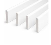 White uPVC D-Mould Trim 45mm x 1m, Rigid Plastic Finishing Strip for Skirting, Fascia, Window Sills & Door Frames (4)