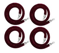 4 Pack Wine Red Velvet Stanchion Rope - 6.6ft Crowd Control Barrier with Snap Hooks for Events, Parties, Indoor/Outdoor Queue Management (Silver Hook)
