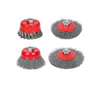 4 Pack Wire Wheel Brushes Set for Angle Grinder, M14 3" Cup + 3" Twisted Knot + 4" & 4.5" Disc for Rust Removal, Metal Cleaning, Paint Stripper | Fits Drill/Grinder (75mm/100mm/115mm)