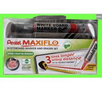 (4 Pack with Eraser) Pentel Maxiflo Marker Pens Whiteboard Dry-Erase MWL5M/4E