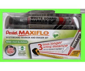 (4 Pack with Eraser) Pentel Maxiflo Marker Pens Whiteboard Dry-Erase MWL5M/4E