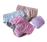 4-Pack Women's Adult Cloth Diapers, Pure Cotton Washable Sanitary Napkin Underwear, Leak-Proof Cloth Diapers, Incontinence Underwear for Middle-Aged and Elderly People