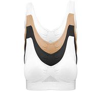 4-Pack Women's Seamless Wireless Cooling Unpadded Comfort Bra, 2 Pieces White, 1 Piece Black, 1 Piece Nude, M
