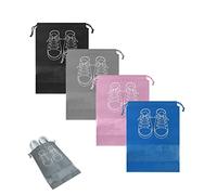 4 Pack Women's Travel Shoe Bags, Waterproof & Dustproof Drawstring Shoe Bags, Portable Travel Bags with Clear Slots for Everyday Use and Travel