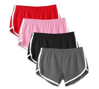 4 Pack Womens Yoga Dance Shorts Summer Hot Pants Cycling Hiking Sexy Sport Shorts Ladies Workout Gym Running Joggers Trousers Elastic Waist Casual Short Loose Lightweight Breathable Beach Pants