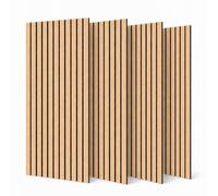 4 Pack Wood Slat Acoustic Wall Panels, Sound Absorbing Decorative Cladding | Wall & Ceiling Panels | Oak