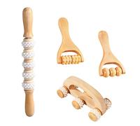 4 Pack Wood Therapy Massage Tools for Body Contouring & Shaping, Maderotherapy Kit with Lymphatic Drainage Massager, Wooden Body Sculpting Tools, Pain Relief Wooden Massage Roller