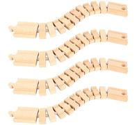 4 Pack Wooden Train Track Accessories Wooden Crazy Track Wood Train Track Expansion Packs Compatible with Major Brand Railway Set