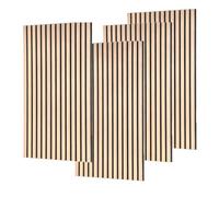4 Pack Wooden Wall Panels - 120x60cm Acoustic Slat Wall Panelling, Sound Absorbing Felt Backing Easy DIY for Living Room Bedroom Office (Natural Oak)