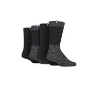 4 Pack Wool Hiking Socks - Ribbed Cable Knit Wool Blend Boot Socks Jeep Black 6-11