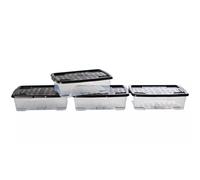 4 Pack x Strata 30 Litre Curve Box & Black Lid - XW2014-CLR/BLK-ST