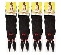 4 PACK XPRESSION LAGOS BRAID Pre-Pulled Hair Extension,46" Inch 2 IN A Pack, (Colour 1 Jet Black)