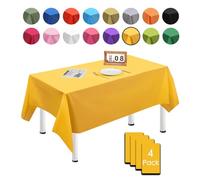 4 Pack Yellow Table Cloths for Party,137x274cm Extra Large Rectangular Tablecloths,Solid Color TableCloth,Wipe Clean|Waterproof|Oilproof Table Cover for Parties,Daily Use,Outdoor Picnic,Weddings