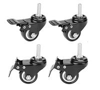 4 Pack, Youngine Locking Threaded Stem Mount 1.5" Swivel Caster Rotation Polyurethane Castor Wheel and Brake for Trolley, Carts, Furniture, Dolly, Workbench (M10 x 25mm)