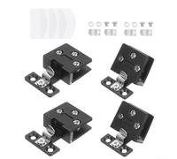 4 Pack Zinc Alloy Glass Door Hinges, For Frameless Bathroom Shower Doors 90 Degree Rotation Self-Locking Catch Supports 45kg Load(Black)