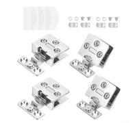 4 Pack Zinc Alloy Glass Door Hinges, For Frameless Bathroom Shower Doors 90 Degree Rotation Self-Locking Catch Supports 45kg Load(Silver)