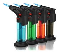 4 Packof Torch Lighter,jet Flame, Butane Gas, Mini Refillable Windproof Lighters, For Candle, Fireplace, Grill (gas Not Included)