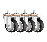 4-PackRubber Swivel Casters 63-125mm with M10/M12 Threaded Stem 360° Silent Rotation Scratch-Free Wheels for Furniture - Heavy Duty Easy Mobility