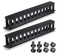 4 Packs 1U Rack Cable Management Sleeves Horizontal 12 Slot Cable Management Clips Cable Rack with Panel Cover 19 Inch for Wall Shelf Mount (Elegant Style, Plastic)