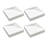4 Packs 3.5inch Vinyl Pyramid Style Fence Post Cap/Vinyl Post Caps for 3.5" x 3.5" Vinyl Fence Post - White PVC/Vinyl