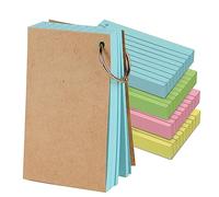 4 Packs 400 Revision Cards Lined Index Cards with 8 Binder Rings 4 Colours Record Cards Flash Cards for School Office Meeting Learning