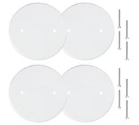 4 Packs 5 Inch Ceiling Cover Plate Metal Flat Round Electrical Cover Blank Circle Wall Plate with Screws Ceiling Fan Switch Cap Cover, Holes are Spaced 3.5 Inches, White (for 4 inch Electrical Box)