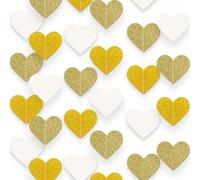 4 Packs 52FT Love Heart Garland Valentines Banner Engagement Decorations Streamer for Valentine's Day Anniversary Bachelorette Wedding Bridal Shower Birthday Father's Mother's Day Decorations (Gold)