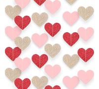 4 Packs 52FT Love Heart Garland Valentines Banner Engagement Decorations Streamer for Valentine's Day Anniversary Bachelorette Wedding Bridal Shower Birthday Father's Mother's Day Decorations (Red)
