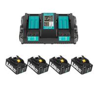 4 Packs 8000mAh Replacement Battery for Makita 18V Batteries + DC18RD Dual Port Charger Compatible with Makita Battery Lithium-ion BL1860B BL1850 BL1840 BL1845 BL1830 BL1860 BL1820 BL1815 BL1835