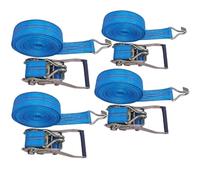 4 Packs 9.8-65.6' Tie Down Ratchet Straps, Cargo Tie-Down Strap Ratchet with Double J Hooks, Lashing Strap for Truck Trailer Boat Kayaks Cargo Moving Appliances(Blue,20.0m/65.6Ft)