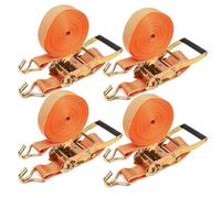 4 Packs 9.8-65.6' Tie Down Ratchet Straps, Cargo Tie-Down Strap Ratchet with Double J Hooks, Lashing Strap for Truck Trailer Boat Kayaks Cargo Moving Appliances(Oranje,10.0m/32.8Ft)