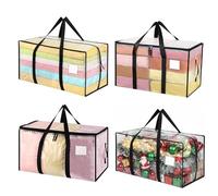 4 Packs 90L Moving Bags, Heavy Duty Moving Totes, Waterproof Storage Bag with tag Window, Large Packing Bags with Zips for Clothes Storage Moving Travelling Camping (Transparent, 4 packs)