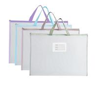 4 Packs A3 Art Portfolio Bag Waterproof Portfolios Organizer for Artworks Transparent EVA Poster Carrying Storage Bag Handle Folder Portfolio Case Zipper Artist Drawing Board Bag Art Folder Carry Case