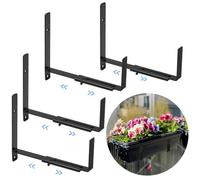 4 Packs Adjustable Window Planter Brackets, Heavy-Duty Wall Mount Holders for Planter Boxes 6 to 13 Inches, Black