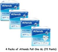 4 Packs Attends Pull Ons 6 L Large Adult Incontinence Nappies Pull On Pants