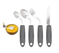 4 Packs Bendable Cutlery for Arthritic Hands Adaptive, Easy Grip Disabled Cutlery for Adults Stainless Steel Set with Spoon Fork Knife Elderly Nonslip Utensils Eating Aids (4 Packs)