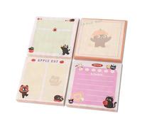 4 Packs Black Cat Glasses Pattern Sticky Notes Set, Cute Sticky Notes, Premium Paper Cat Stationery, Square Self-Adhesive Note, Removable for Office, School, Home, Daily Reminder