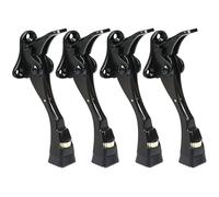 4 Packs Black Door Stops, Heavy Duty Kickdown Door Stopper, One Touch Adjustable Kickdown Door Stop for Heavy Doors, 4 in Metal Door Kickstand with Rubber Tip & Wall Protectors for Wide Doors- Black