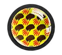 4 Packs Black Round Cabinet Knobs, Drawer Knob, Grizzly Bear Claw Yellow