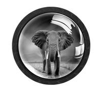 4 Packs Black White Elephant Walking Drawer Knobs, Cabinet Knob & Pulls