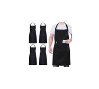 atopo 4 Packs Chef Apron, Waterproof Catering Apron with 2 Pockets, Adjustable Work Apron Perfect for Kitchen Cooking Painting Gardening Cleaning Restaurant BBQ, Personalised Apron (Black)