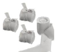4 Packs Chiffon Ribbon Blush Grey Ribbon Rolls for Wedding Invitations Bridal Bouquets Wrapping DIY Crafts