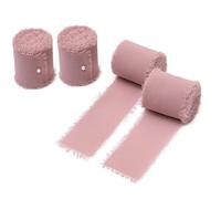 4 Packs Chiffon Ribbon Blush Pink Ribbon Rolls for Wedding Invitations Bridal Bouquets Wrapping DIY Crafts