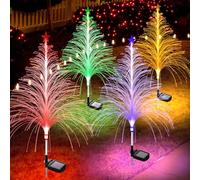 4 Packs Christmas Tree Solar Garden Light with Multi-Colored Change, Auto ON/Off Outdoor Yard Light, Solar Lighting for Garden, Porch, Christmas and Festival Decoration