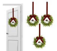 4 Packs Christmas Wreath With Bow, Bells, Pine Needles And Cypress Leaves, 38.1x30.5 Cm ABS Pine And Bell Wreaths, Christmas Decoration Decorative Wreath, For Fireplaces, Front Door Decoration