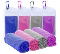 4 Packs Cooling Towel (40"x12"),Ice Towel,Soft Breathable Instant Towel,Microfiber Cool Towel for Yoga,Golf,Sport,Gym,Workout,Camping,Fitness,Outdoor &More Activities (Dark blue/rose red/grey/purple)