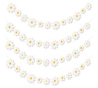 4 Packs Daisy Banner, Daisy Decoration Boho Banner, White Flowers Banner, Flowers Decoration Birthday Banner, Daisy Garland for Girls Room Decoration Children's Birthday Party Wedding