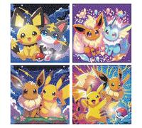 4 Packs DIY Cartoon Diamond Art Kits for Adults, Diamond Arts Mosaic Kits for Beginner DIY Diamond Painting Kits for Beginner 5D Full Round Drill Gem Arts and Crafts for Home Wall Decor 6X6 inch