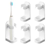 4 Packs Electric Toothbrush Holder, Wall Mounted Toothbrush Stand Organizer, Universal Self-Adhesive Electric Toothbrush Storage Plastic Toothpaste Stand for Bathroom